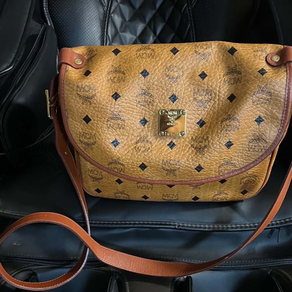 MCM Tan Leather Crossbody Bag